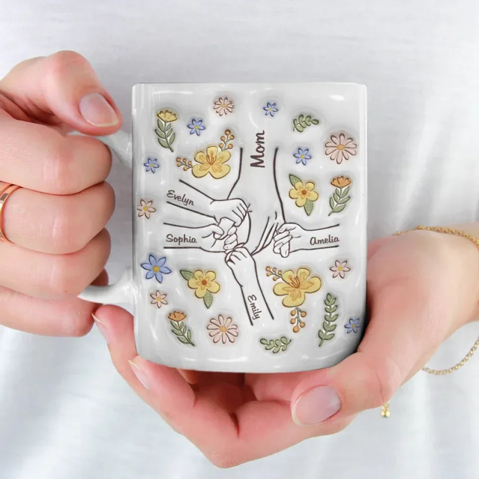 The Heart Of The Family, The glue That Holds Us Together - Family Personalized Custom 3D Inflated Effect Printed Mug - Gift For Mom, Grandma