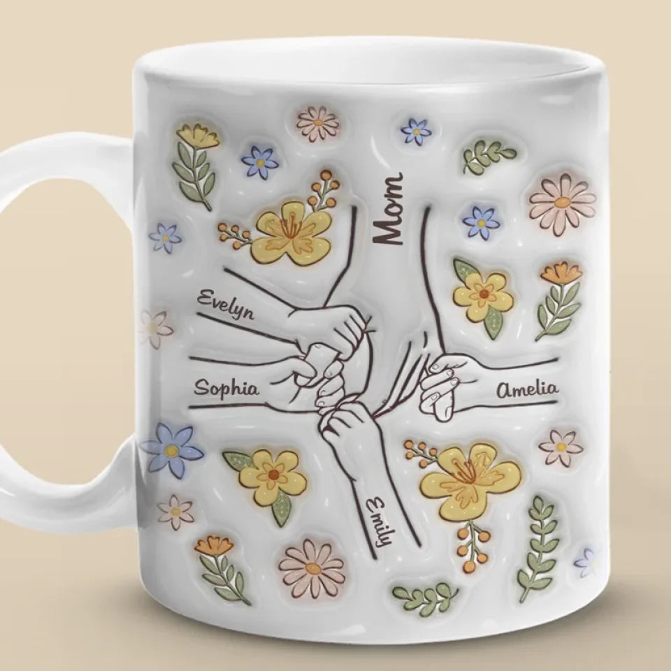 The Heart Of The Family, The glue That Holds Us Together - Family Personalized Custom 3D Inflated Effect Printed Mug - Gift For Mom, Grandma