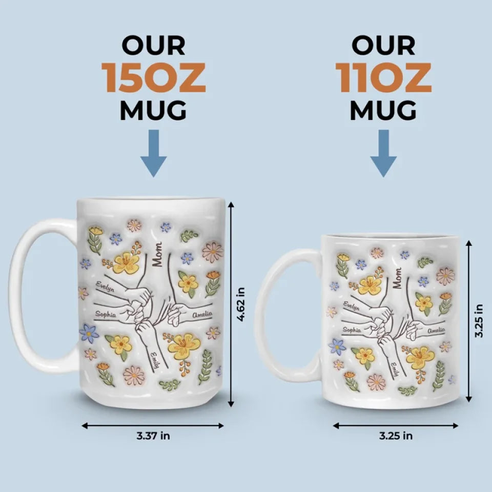 The Heart Of The Family, The glue That Holds Us Together - Family Personalized Custom 3D Inflated Effect Printed Mug - Gift For Mom, Grandma