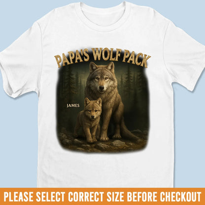 Custom Unisex T-shirt, Premium T-shirt, Hoodie - Personalized Father's Day Birthday Gifts For Dad, Grandpa - Papa’s Wolf Pack