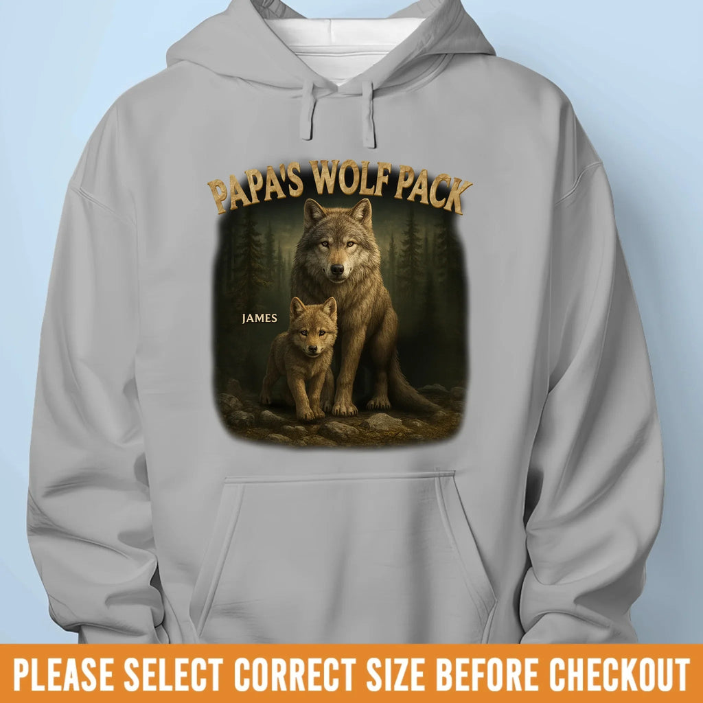 Custom Unisex T-shirt, Premium T-shirt, Hoodie - Personalized Father's Day Birthday Gifts For Dad, Grandpa - Papa’s Wolf Pack
