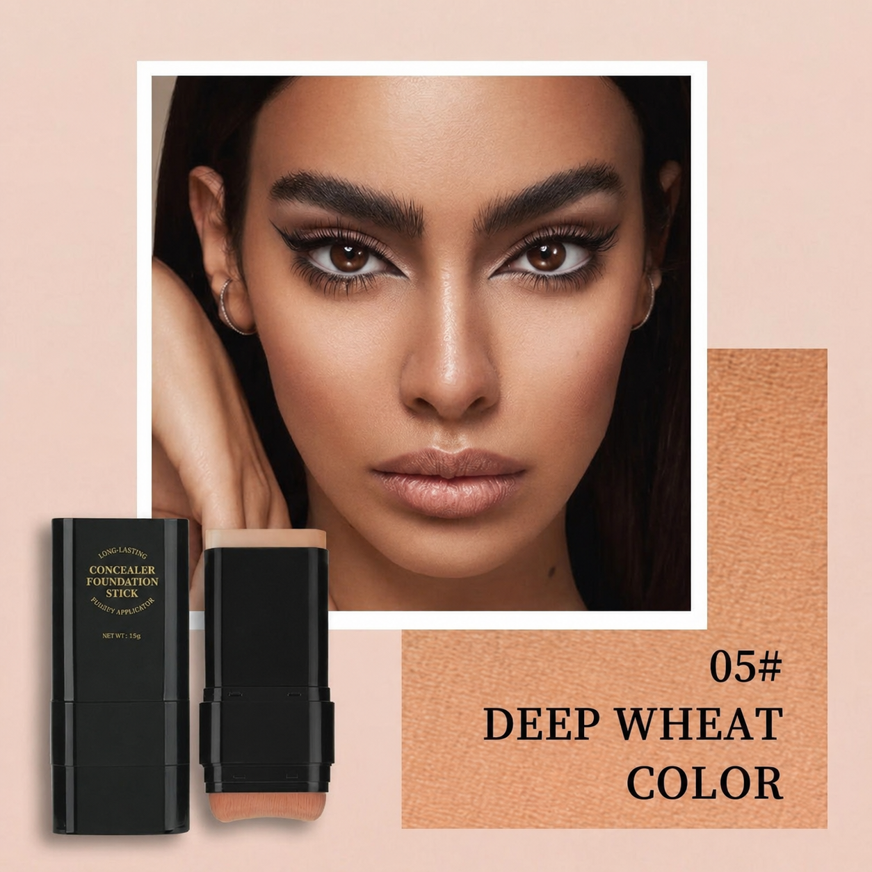 Dual-Ended Foundation & Concealer Stick with Built-in Brush